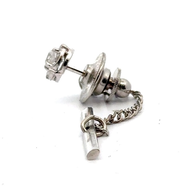 Estate 14K White Gold & Diamond Tie Tack 070757 - Image 2
