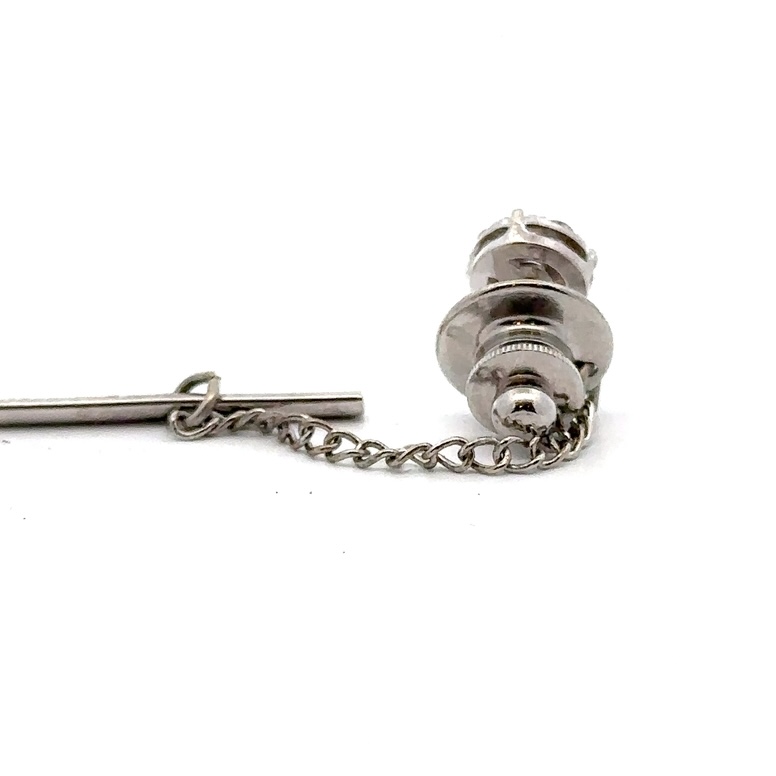 Estate 14K White Gold & Diamond Tie Tack 070757 - Image 3