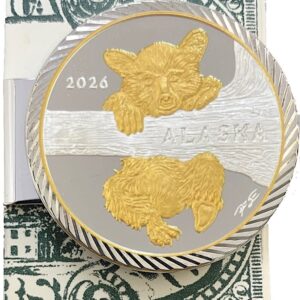 Money Clip with 1 oz. or 1/4 oz. Official 2026 Alaska State Bear Cub Medallion