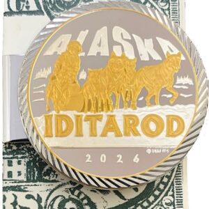 Money Clip with 1 oz. or 1/4 oz. Official 2026 Iditarod Medallion