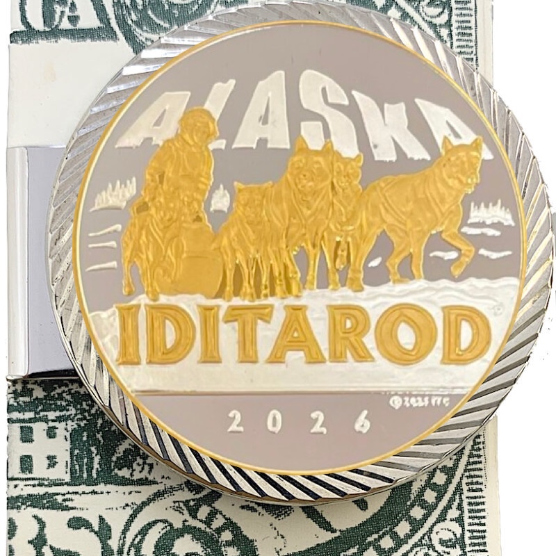 Money Clip with 1 oz. or 1/4 oz. Official 2026 Iditarod Medallion
