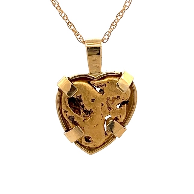Gold Nugget & Diamond Heart Pendant 074250 - Image 3