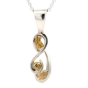 Sterling Silver & Gold Nugget Pendant PN359SS