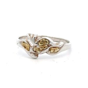 Sterling Silver & Gold Nugget Ladies Ring RL185SS