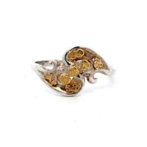 Sterling Silver & Gold Nugget Ladies Ring RL186SS