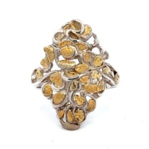 Sterling Silver & Gold Nugget Ladies Ring RL239SS