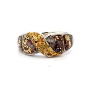 Sterling Silver & Gold Nugget Gold Quartz Ladies Ring RL782NQSS