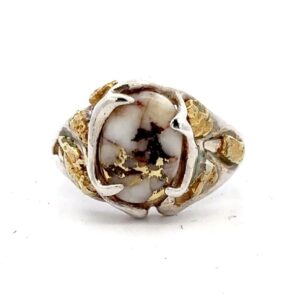 Sterling Silver & Gold Nugget Gold Quartz Ladies Ring RL958QSS