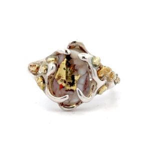 Sterling Silver & Gold Nugget Gold Quartz Ring RL964QSS
