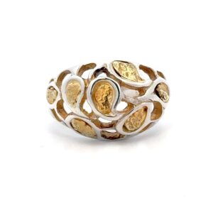 Sterling Silver & Gold Nugget Ladies Ring RLBSLN4
