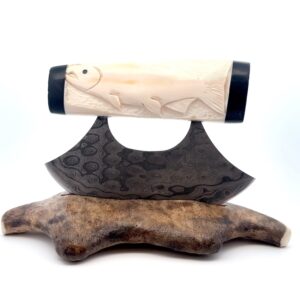Walrus Ivory Carved Salmon Ulu