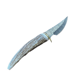 Moose Antler Handle Damascus Sheath Knife