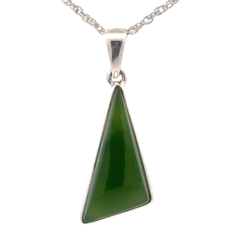 Jade & Sterling Silver Triangle Pendant PSSJADELGTRI