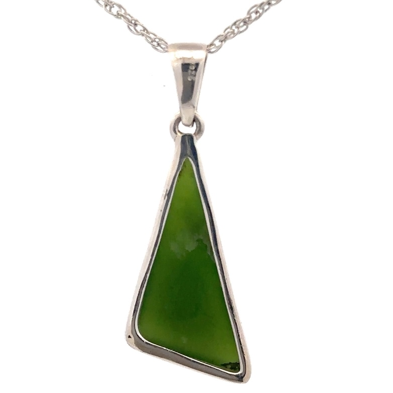 Jade & Sterling Silver Triangle Pendant PSSJADELGTRI - Image 3