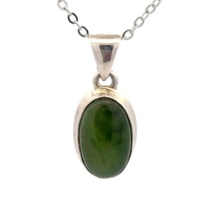 Jade & Sterling Silver Oval Pendant PSSJADESMOVAL