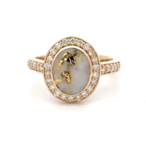 Diamond Halo Gold Quartz Lady's Ring 700G2
