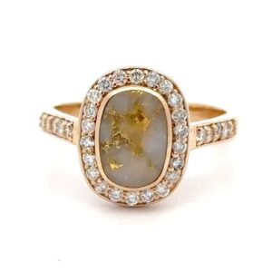 14K Yellow Gold Diamond Gold Quartz Lady's Ring 701G2