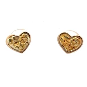 Gold Nugget Heart Post Earrings EHE7N