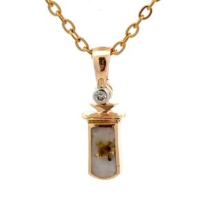 Ladies Gold Quartz Small  Rectangle Pendant FF083G2