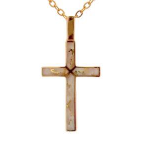 Gold Quartz Cross Pendant FF346G2