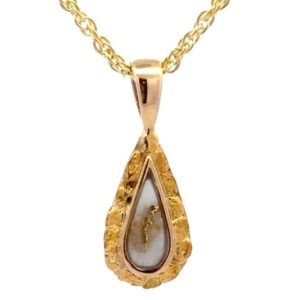 Gold Quartz & Gold Nugget Pendant PN395QX