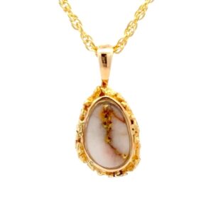 Gold Quartz & Gold Nugget Pendant  PN708NQX
