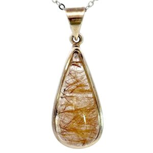 Large Rutilated Quartz & Sterling Silver Pendant