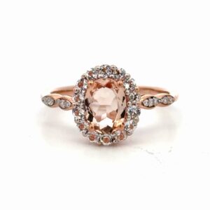 Morganite & Rose Gold Ladies Estate Ring 075854