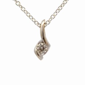 White Gold Tiny Ladies 14K Diamond Estate Pendant 078331