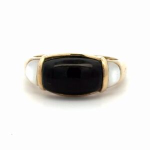 Black Onyx & Mother Of Pearl Lady's Estate Ring 090057