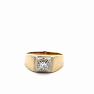 Mens 14K Yellow Gold & Diamond Estate Ring 090506