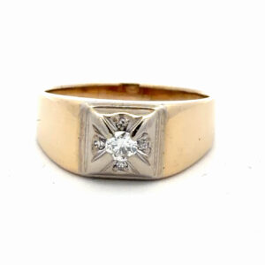 Mens 14K Yellow Gold & Diamond Estate Ring 090506