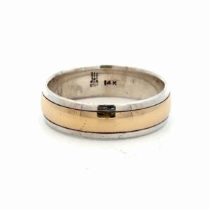 Mens Silver & 14K Estate Band 090560
