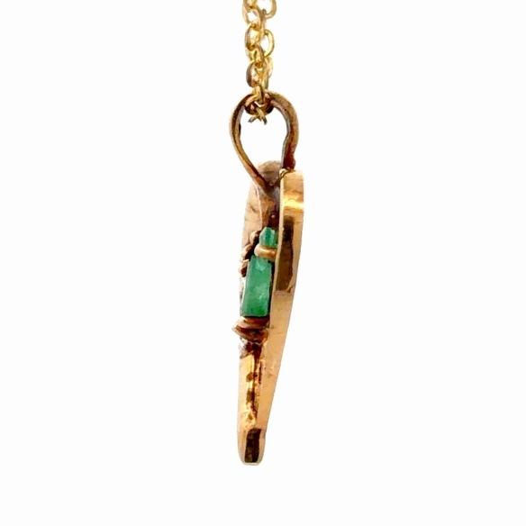 Lady's Emerald Estate Heart Pendant 090055 - Image 2