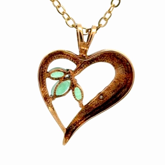 Lady's Emerald Estate Heart Pendant 090055 - Image 3