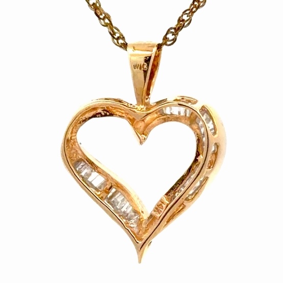 Diamond & 14K Lady's Estate Heart Pendant 090102 - Image 3