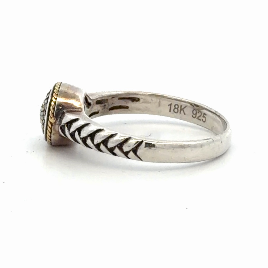 Sterling Silver &18K Diamond Ladies Estate Ring 090113 - Image 2