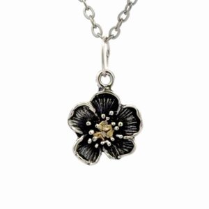 Sitka Rose Sterling Silver & Gold Nugget Pendant N043