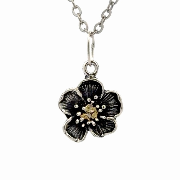 Sitka Rose Sterling Silver & Gold Nugget Pendant N043 - Alaska Mint