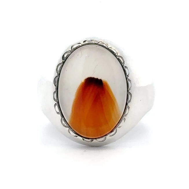 Sterling Silver & Agate Men's Estate Ring 0782