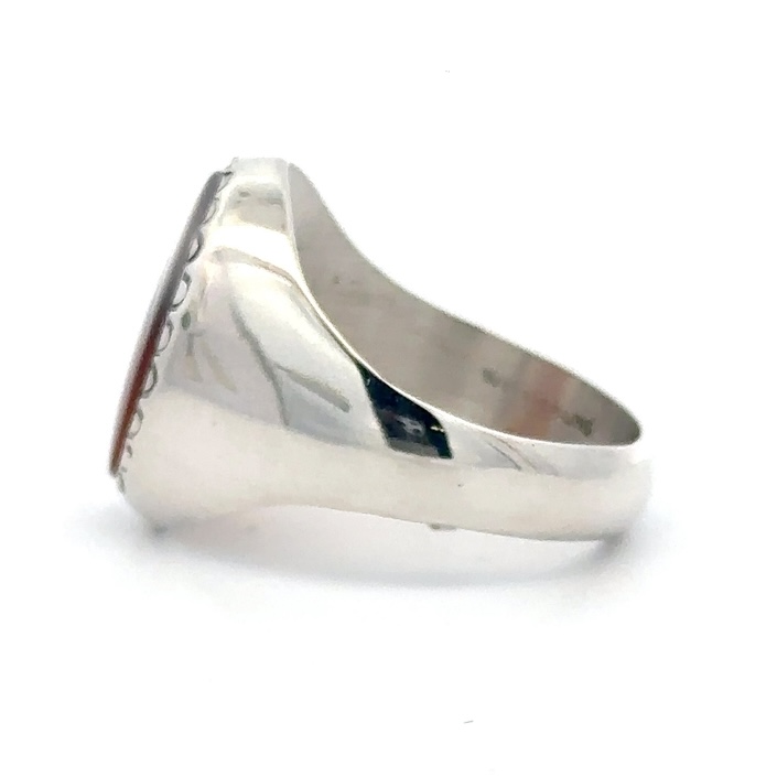 Sterling Silver & Agate Men's Estate Ring 0782 - Image 4