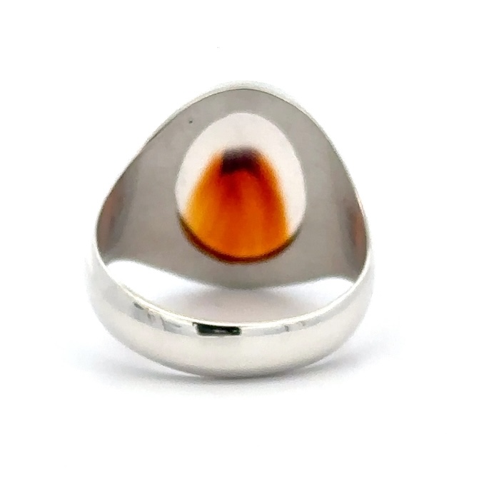 Sterling Silver & Agate Men's Estate Ring 0782 - Image 3