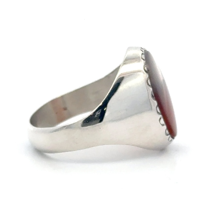Sterling Silver & Agate Men's Estate Ring 0782 - Image 2